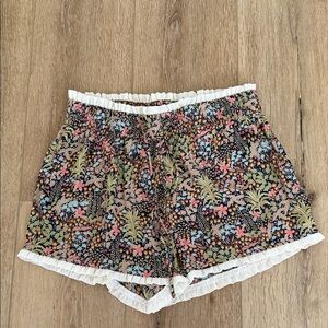 Scotch & Soda High Waist Floral Shorts - Black and Green